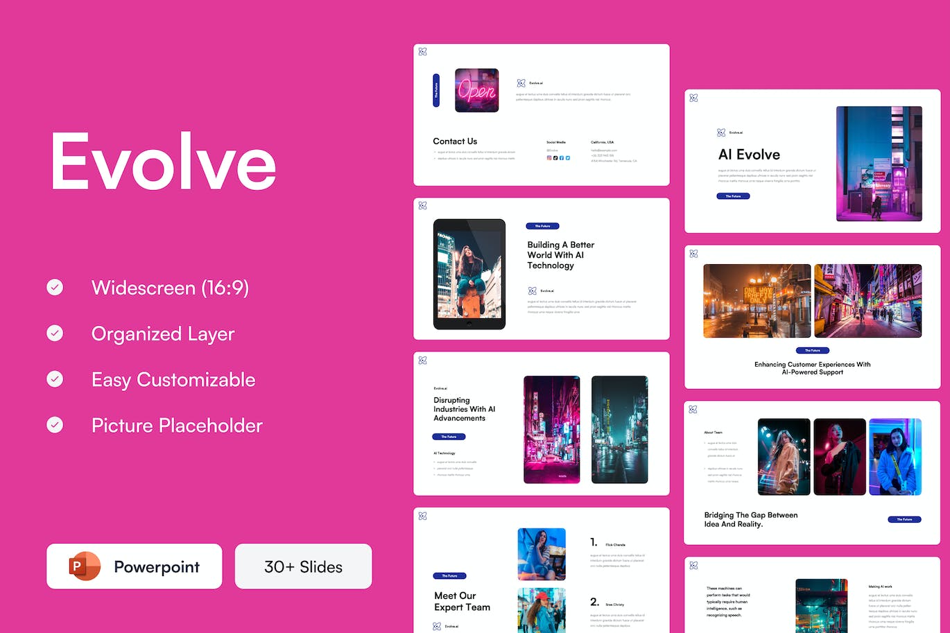 AI/赛博朋克科技风ppt模板 (PPTX)