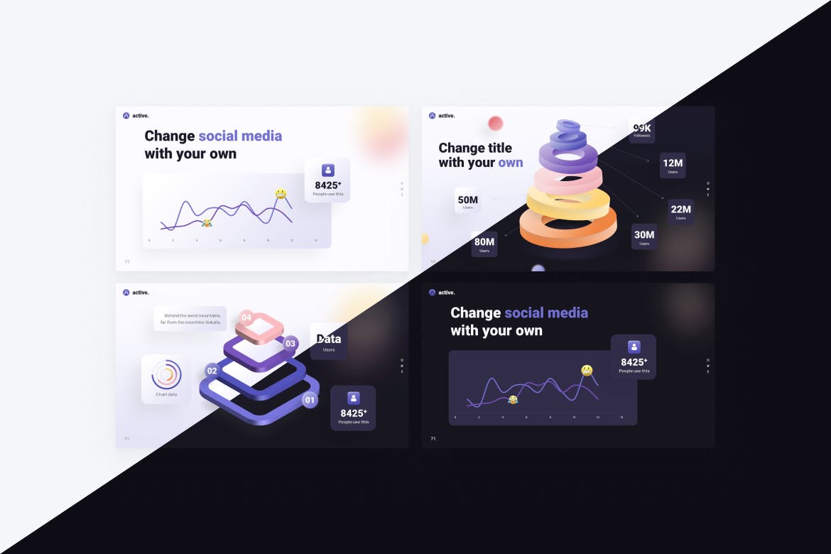 活泼创意活跃社交媒体PPT模板 (PPTX)