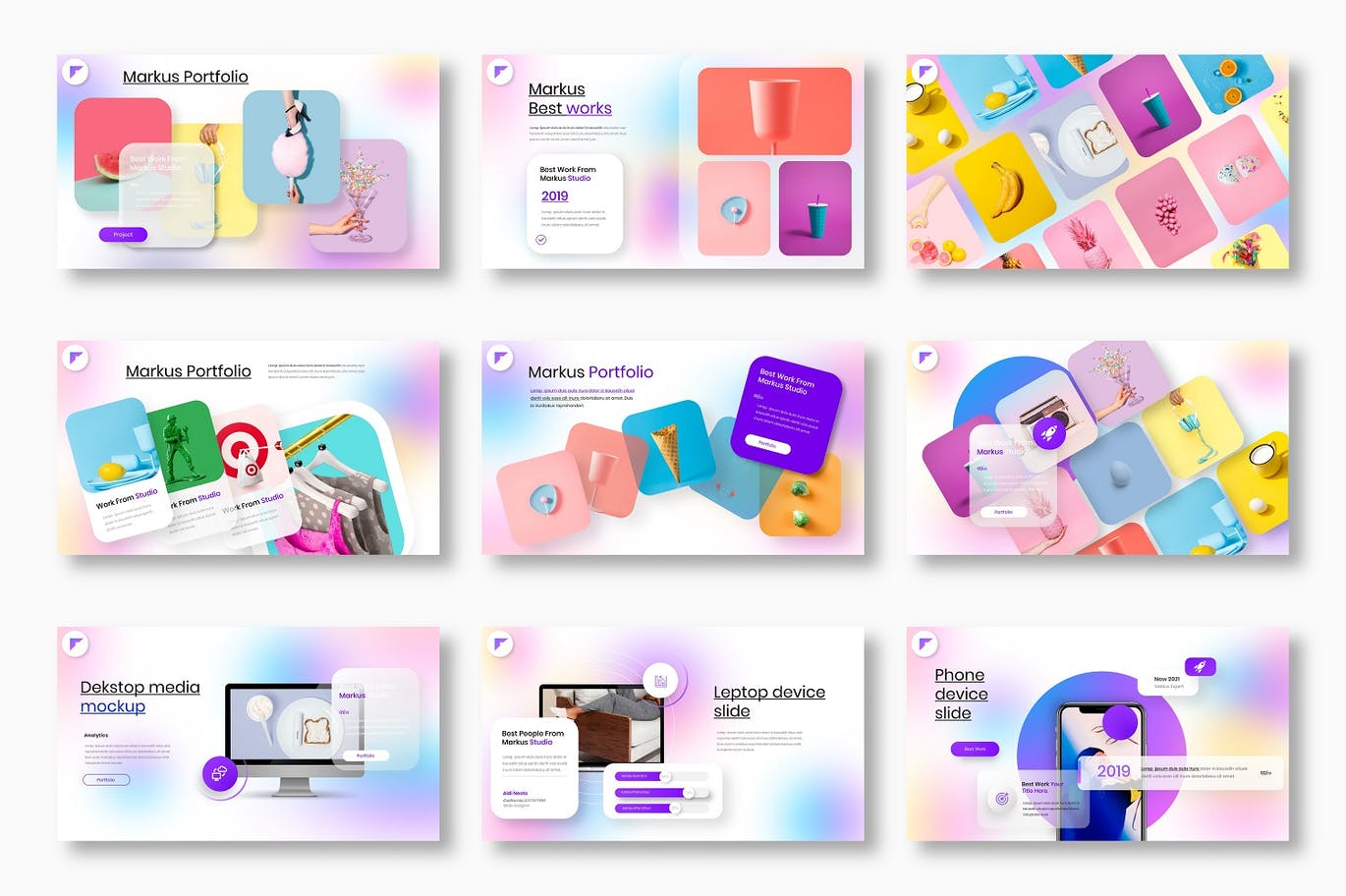 Markus – 极简多彩创意通用商业PPT模板 (PPTX)