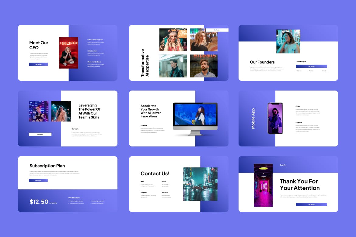 AI人工智能产品展示ppt模板 (PPTX)