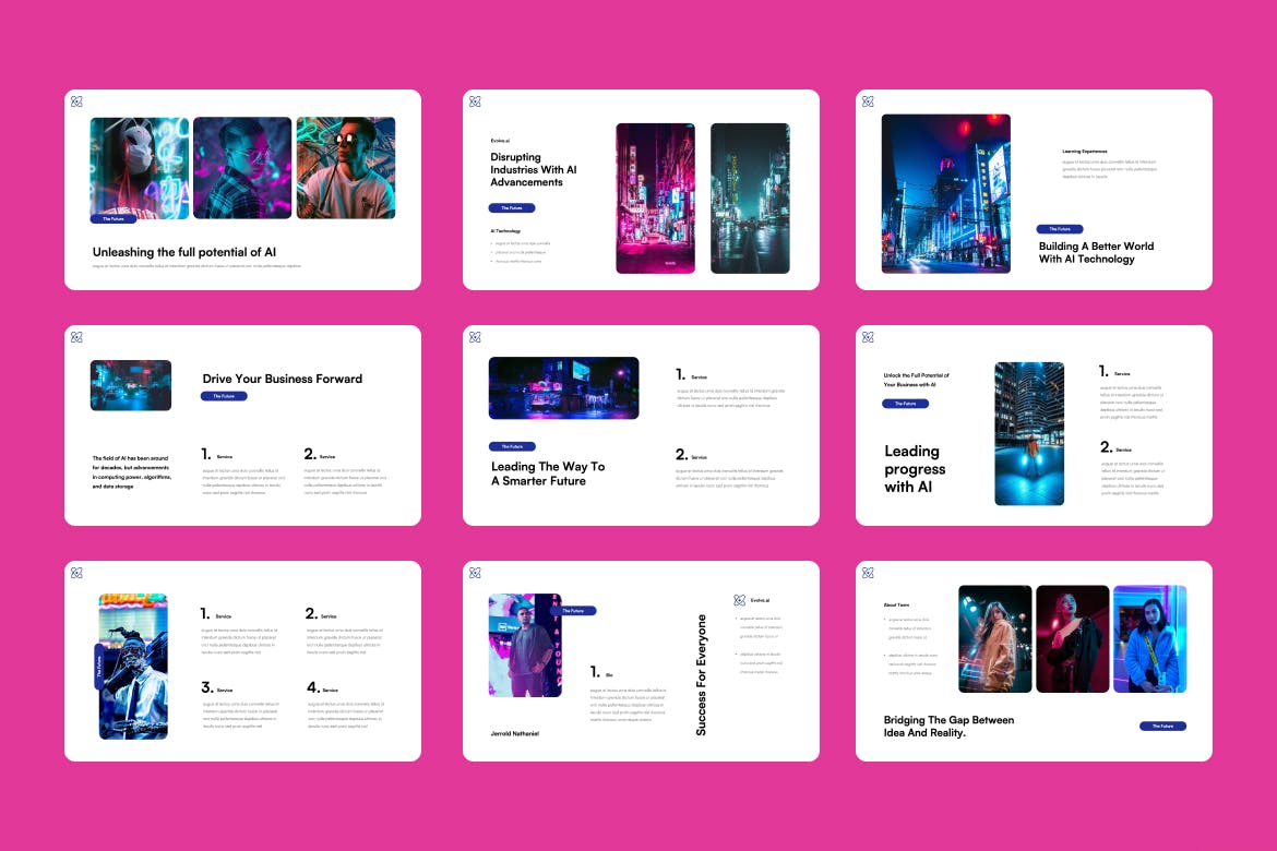 AI/赛博朋克科技风ppt模板 (PPTX)