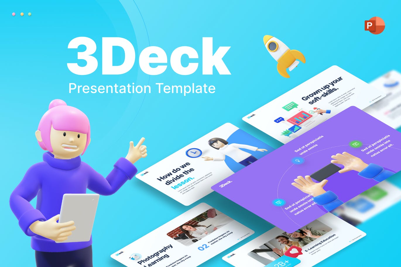 高端3Deck教育PPT模板(PPTX)