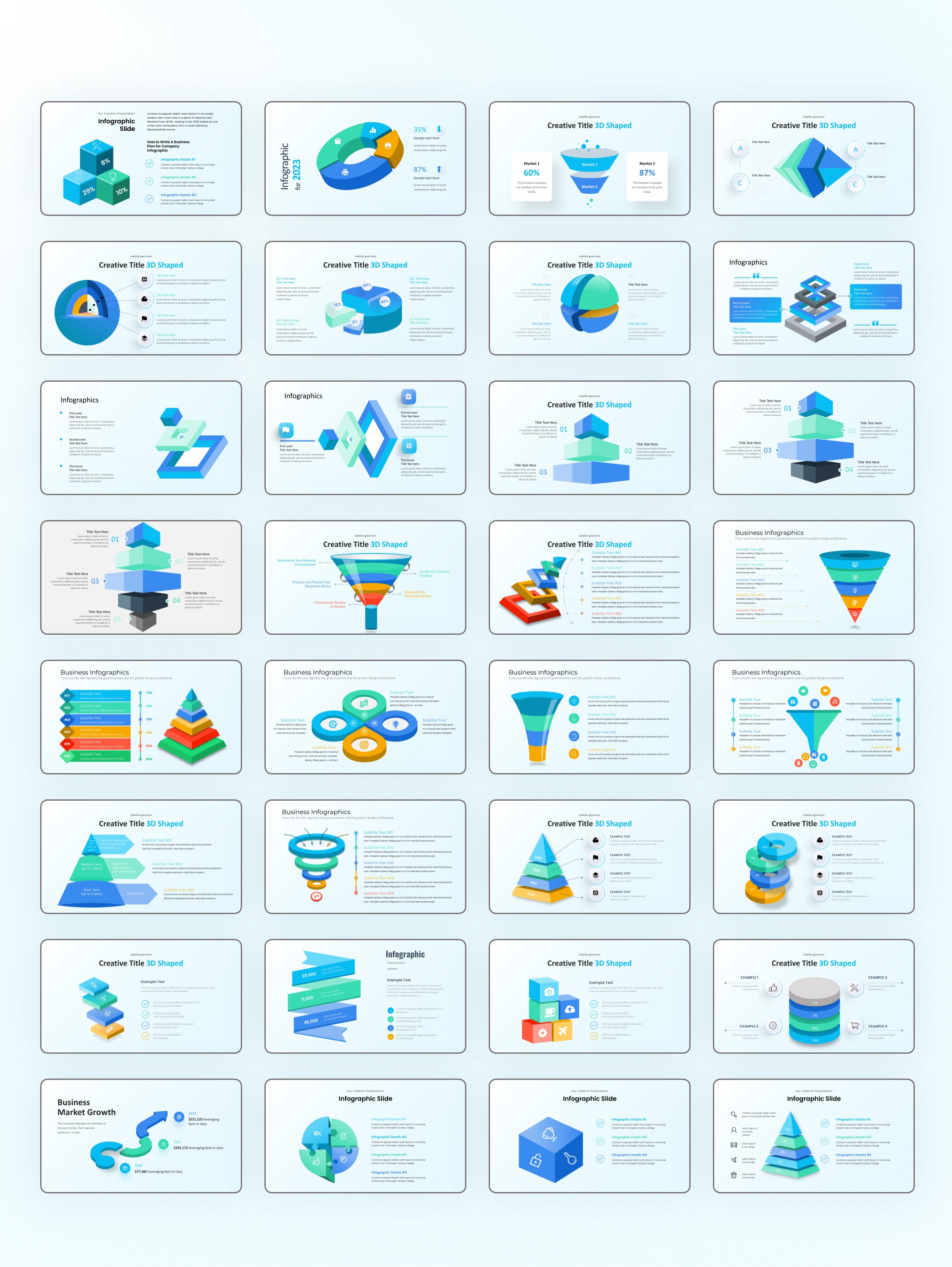 120页3D立体信息图示，让你的PPT超级有创意！