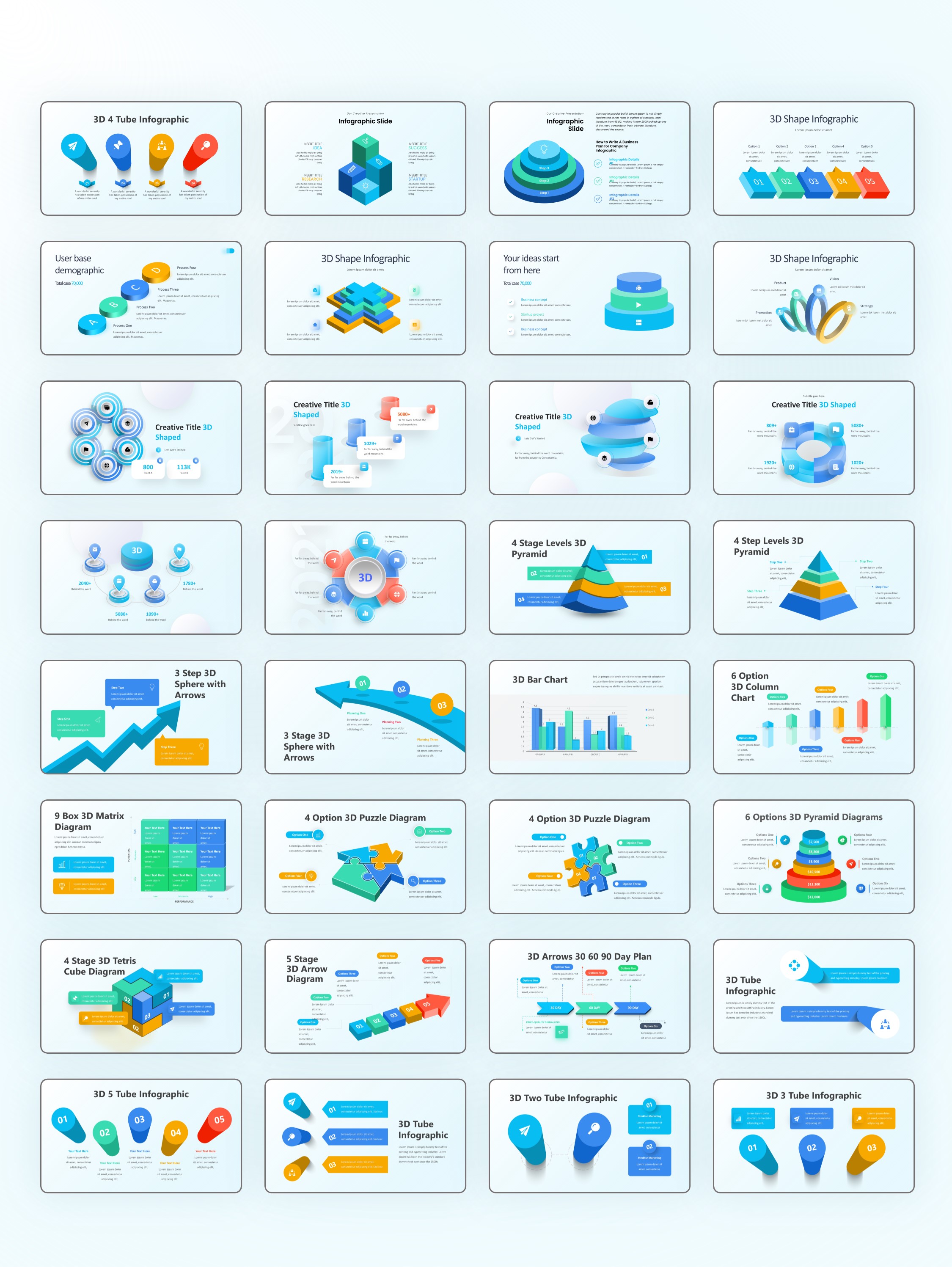 120页3D立体信息图示，让你的PPT超级有创意！