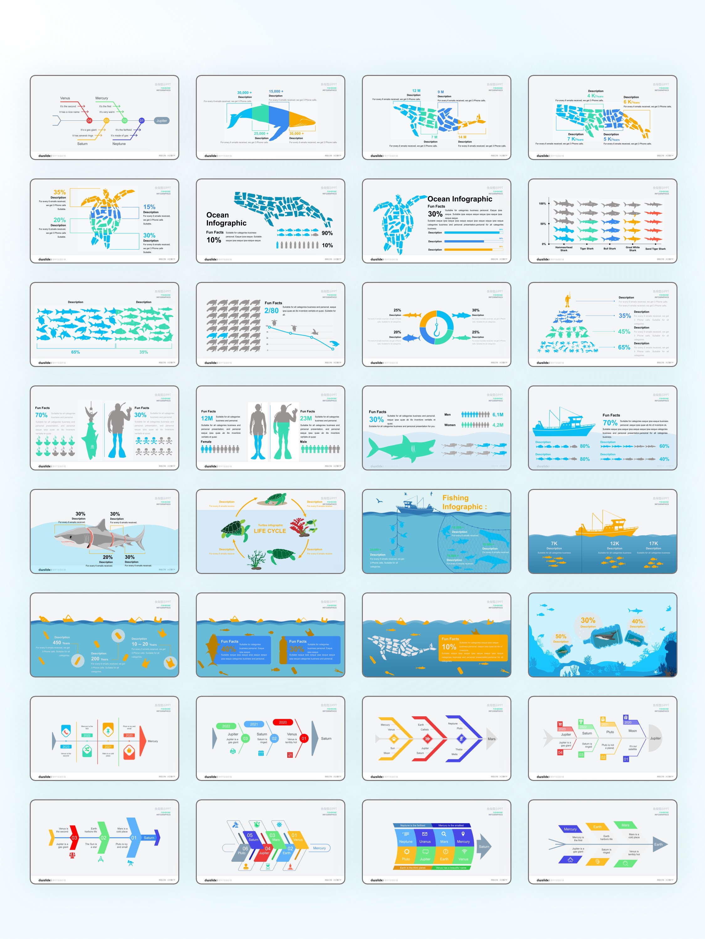 170张鱼骨信息图示PPT模板版式[2303007]