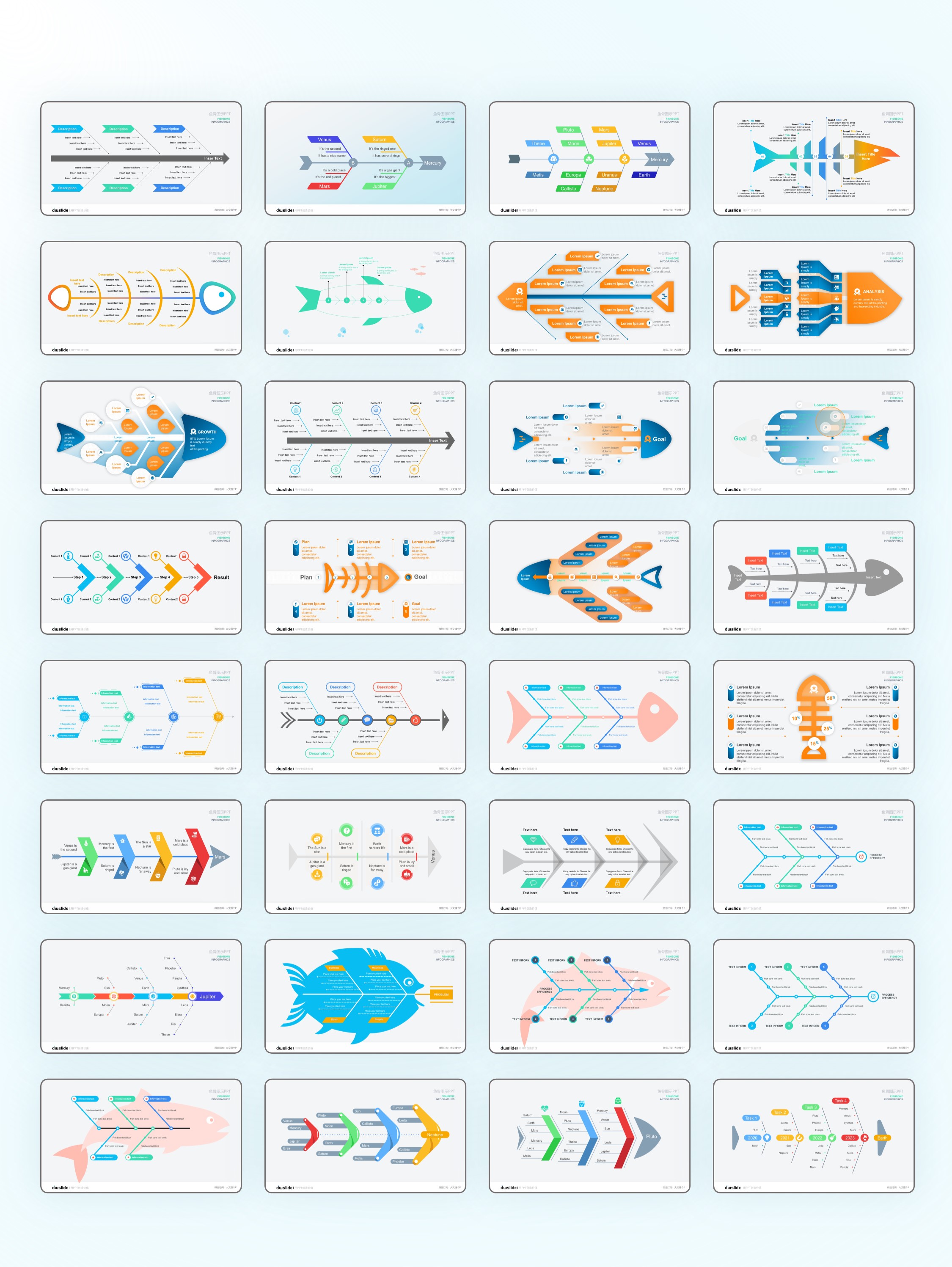 170张鱼骨信息图示PPT模板版式[2303007]