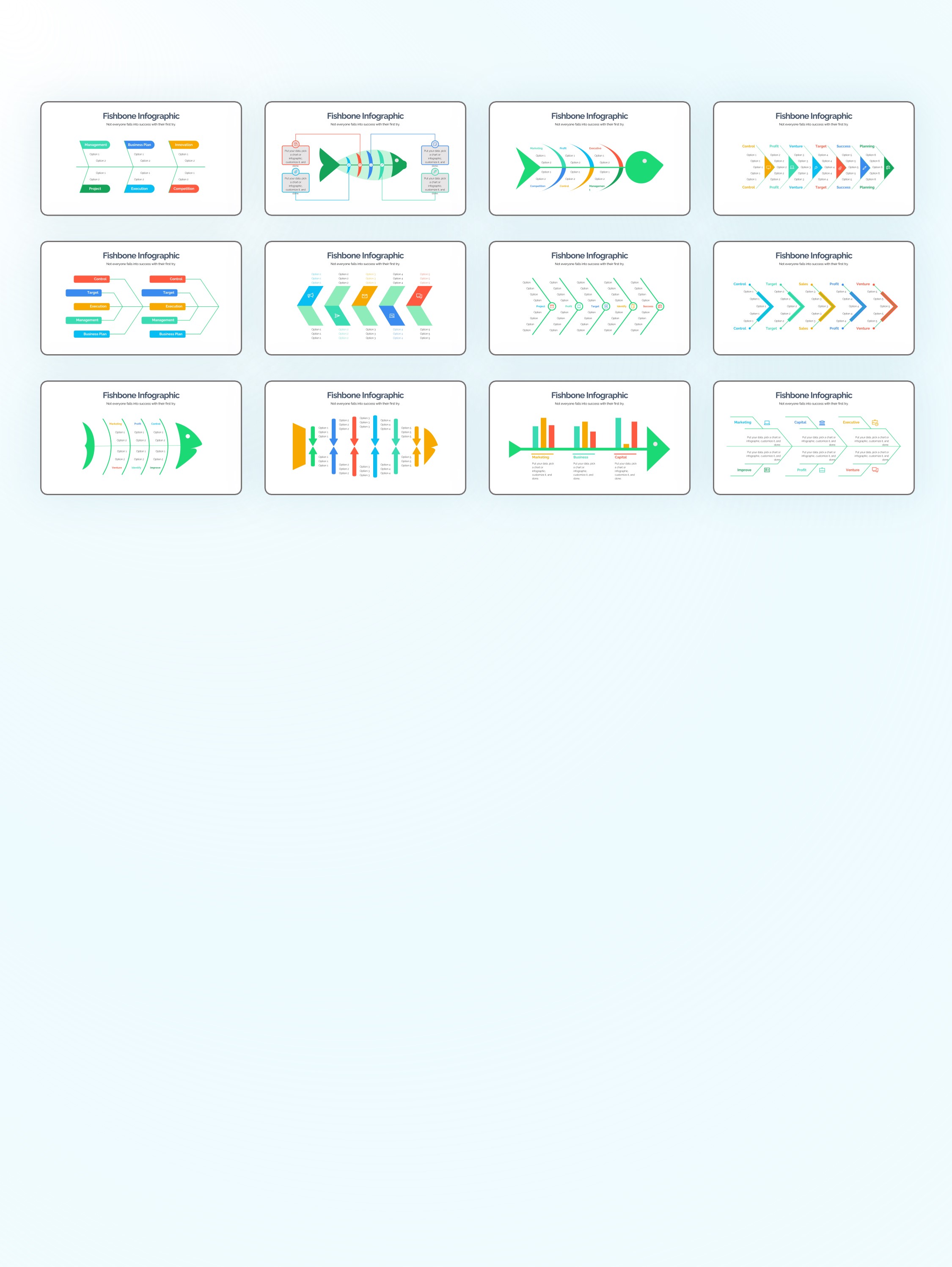 170张鱼骨信息图示PPT模板版式[2303007]