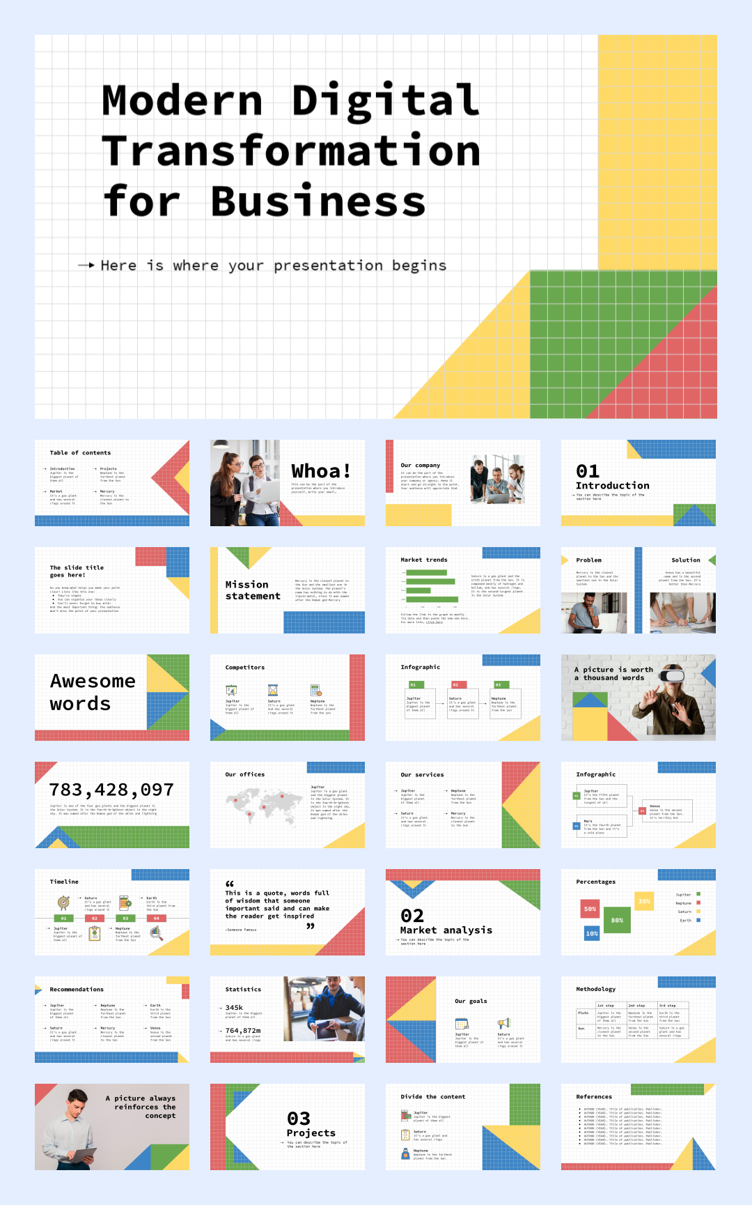 孟菲斯！31套欧美孟菲斯主题PPT设计！