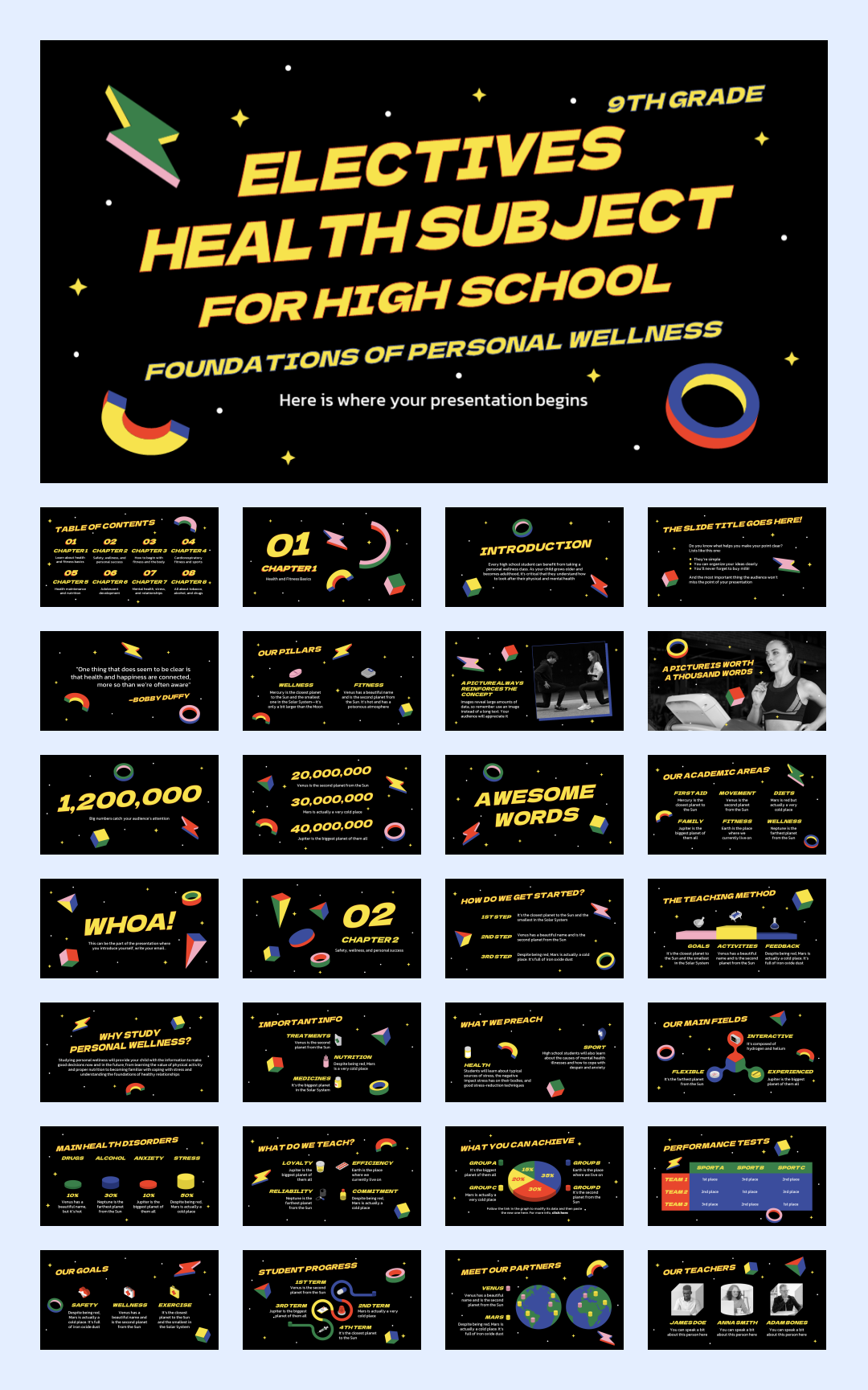 孟菲斯！31套欧美孟菲斯主题PPT设计！