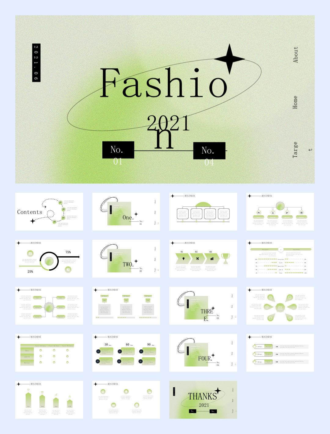 酸性设计！11套高端酸性渐变作品集PPT模版设计鉴赏