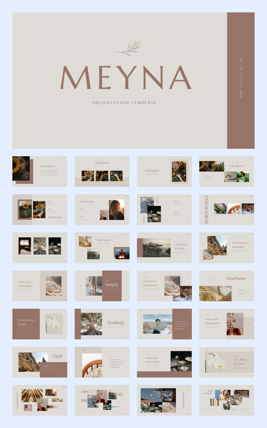 文艺艺术！20套设计感作品集PPT模板设计鉴赏[S94]