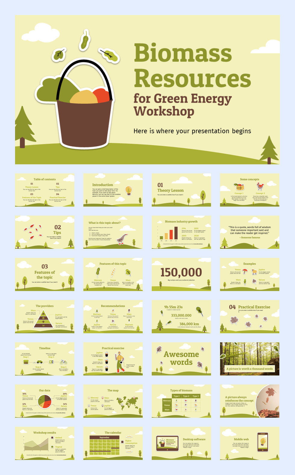 绿叶文艺！27套绿叶文艺风PPT模板合集[S74]