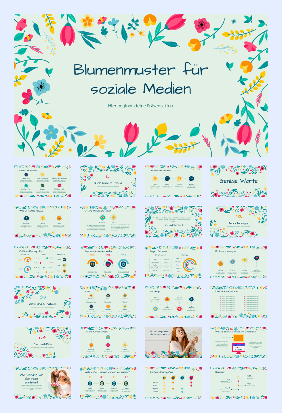 25套花卉文艺风PPT模板合集，太美了！