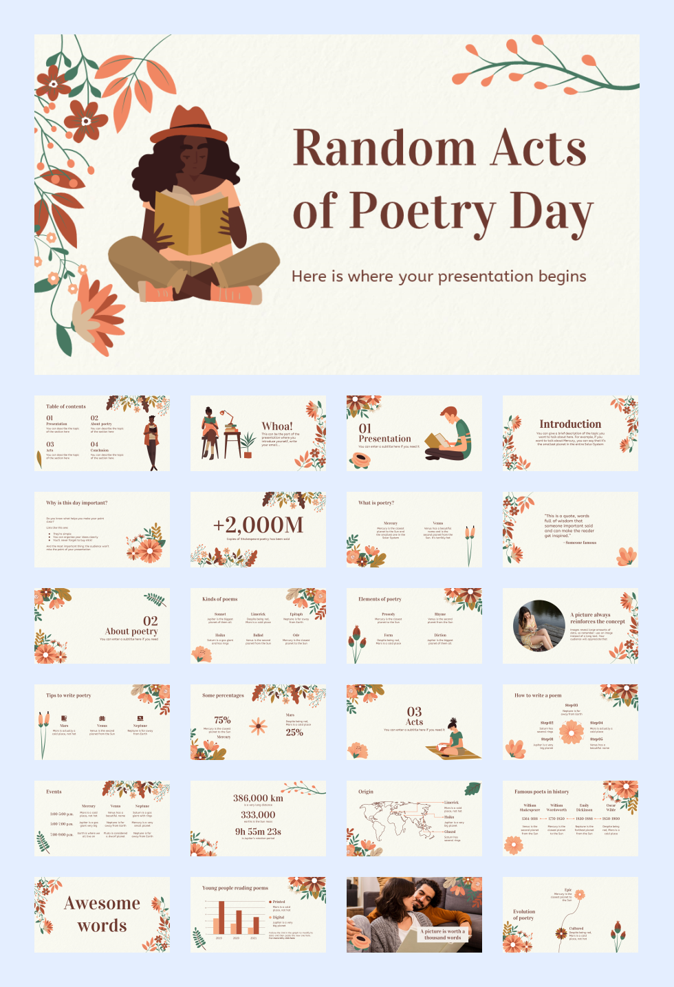 25套花卉文艺风PPT模板合集，太美了！