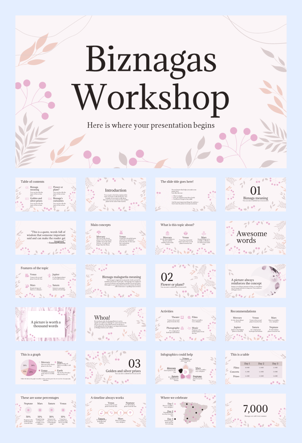 25套花卉文艺风PPT模板合集，太美了！