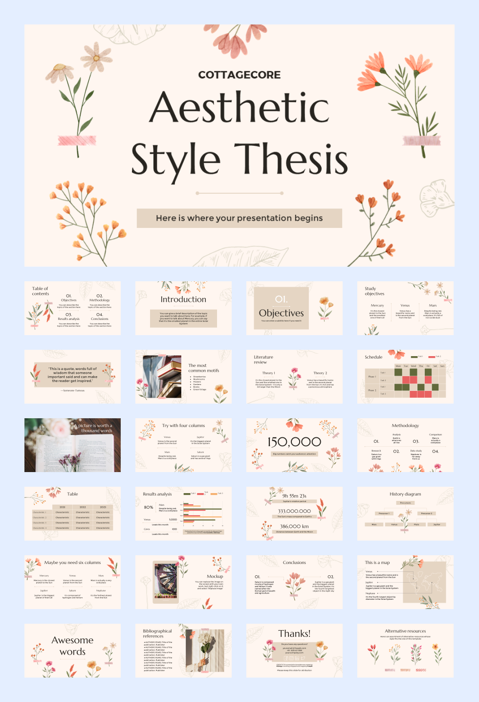 25套花卉文艺风PPT模板合集，太美了！