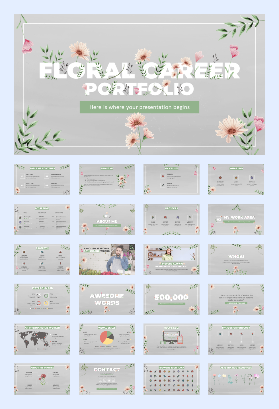 25套花卉文艺风PPT模板合集，太美了！