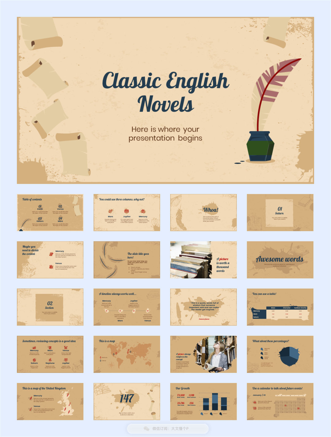 26套欧美复古风PPT模板