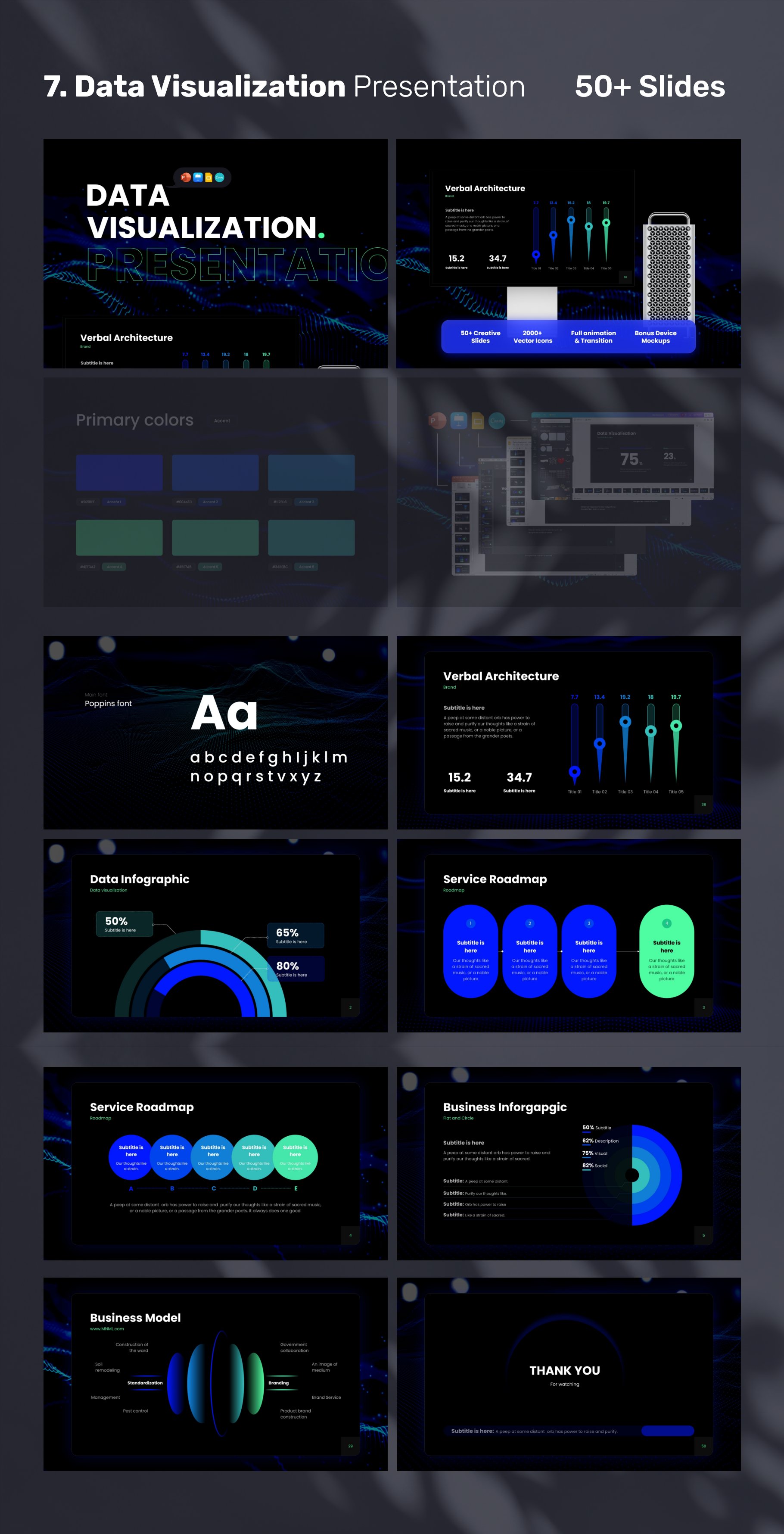 50页黑色商务逻辑图示PPT模板版式