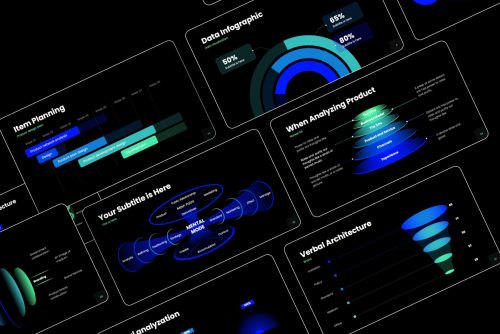 50页黑色商务逻辑图示PPT模板版式