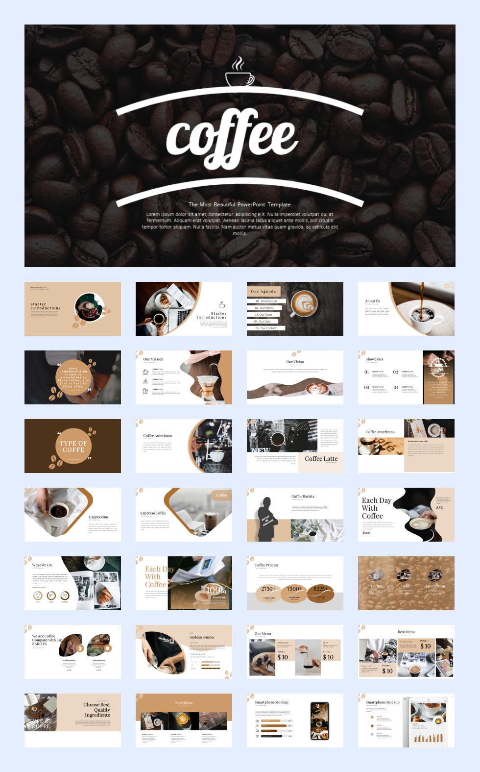 12套咖啡西点餐饮PPT模板