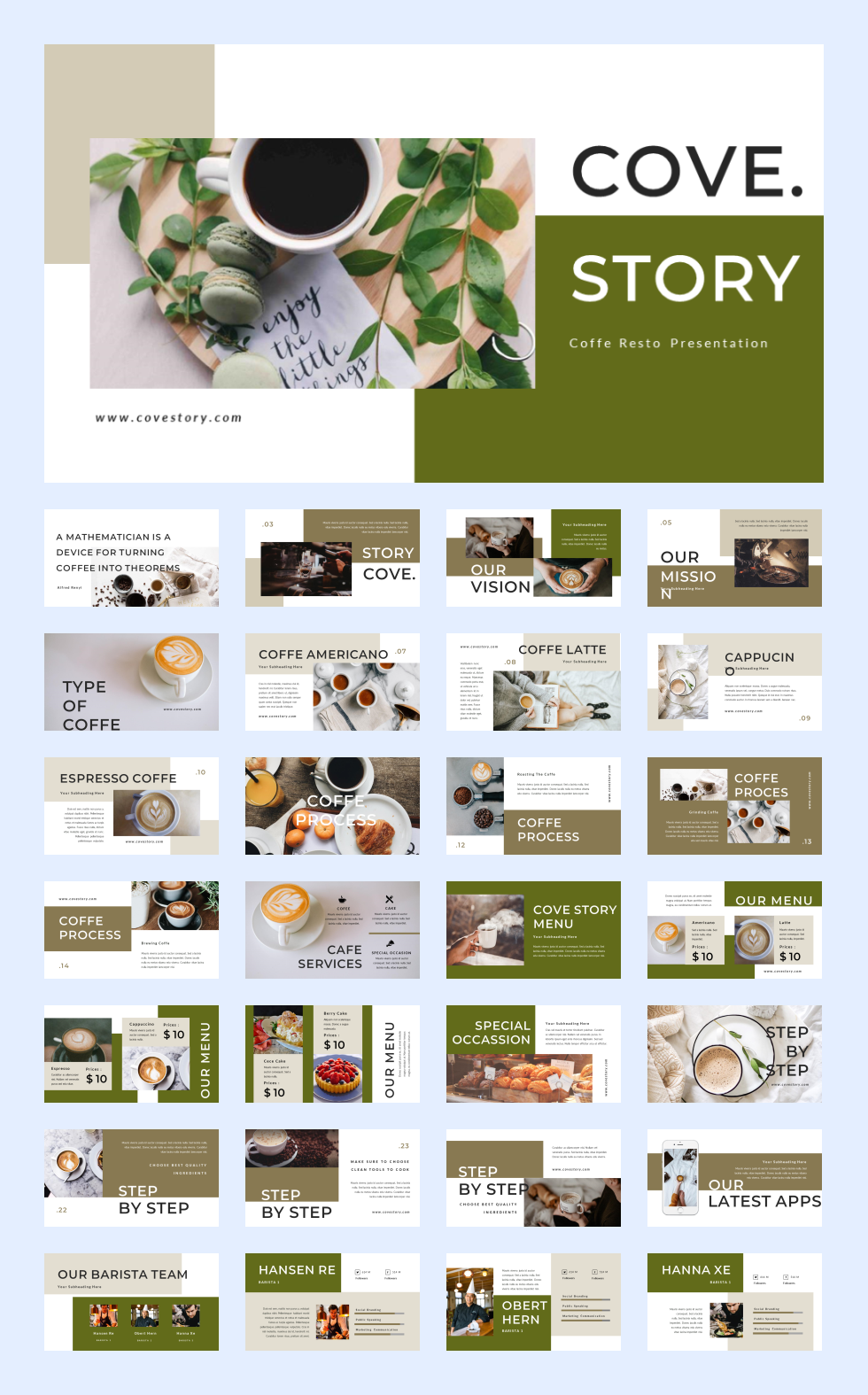 12套咖啡西点餐饮PPT模板