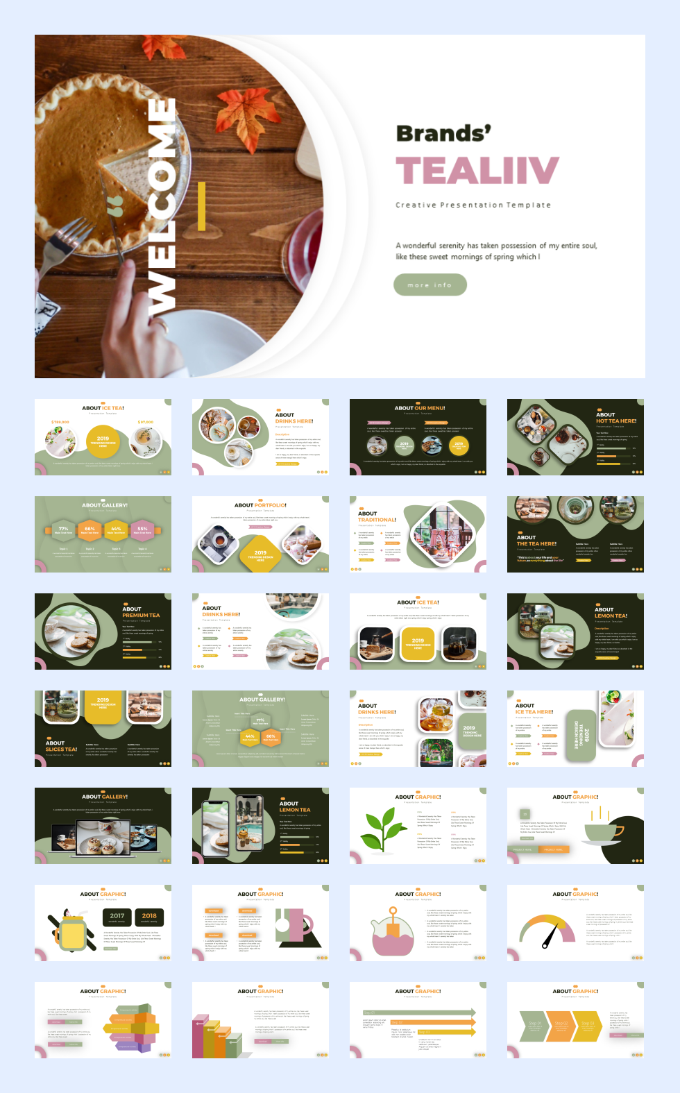 12套咖啡西点餐饮PPT模板