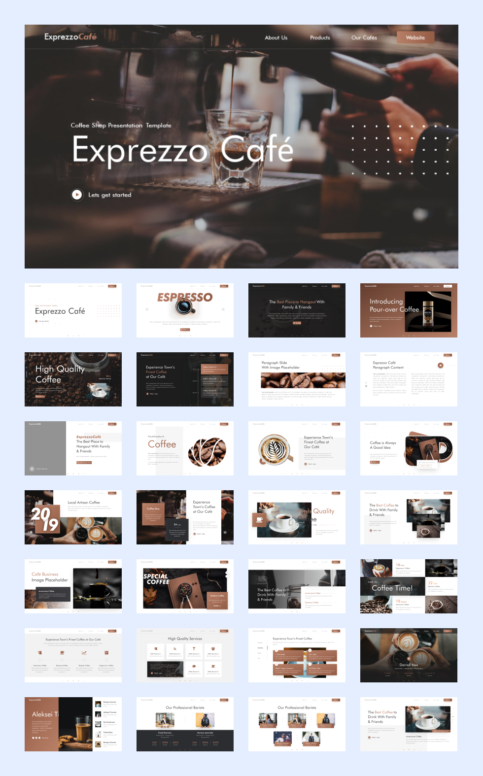 12套咖啡西点餐饮PPT模板