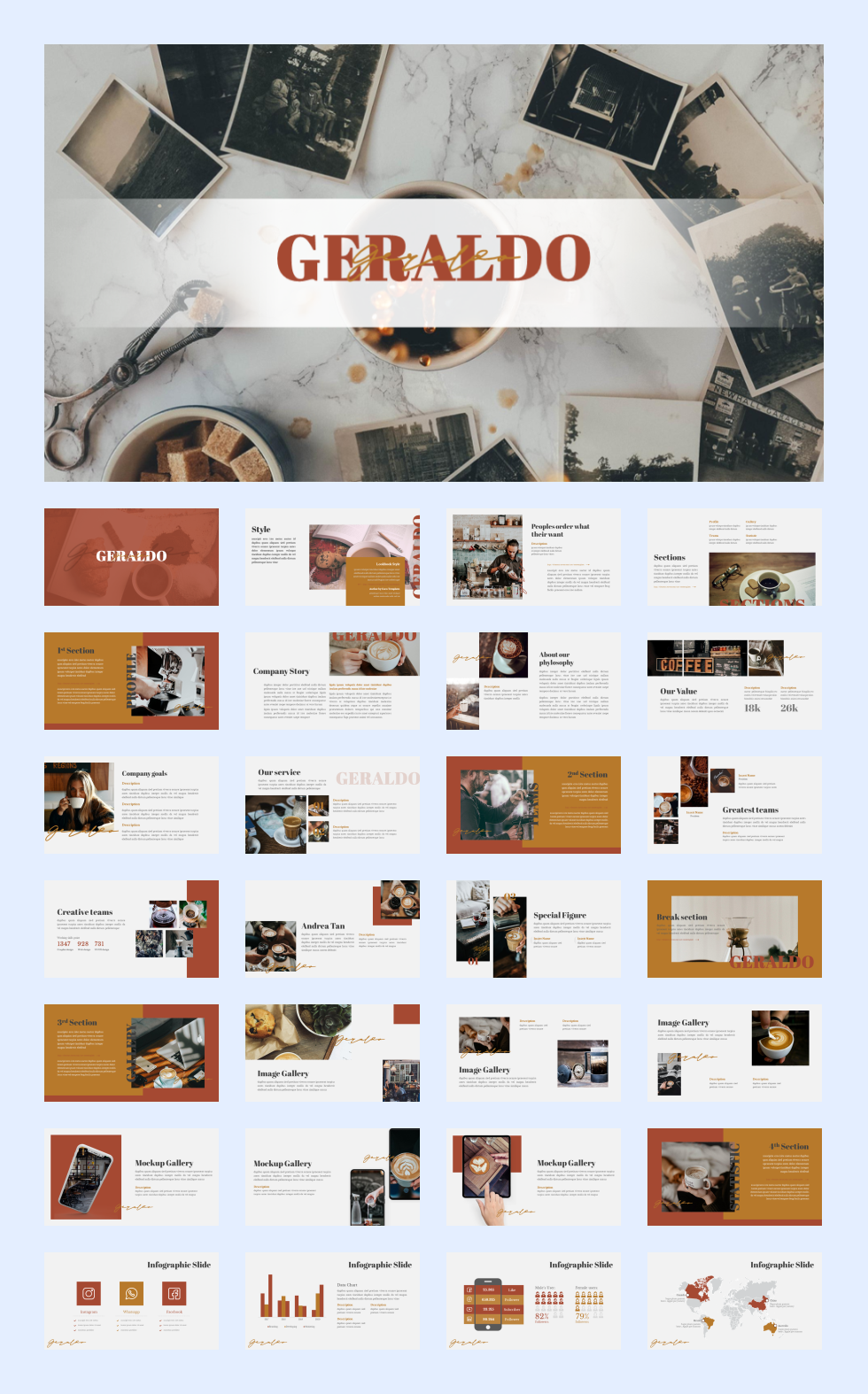 12套咖啡西点餐饮PPT模板