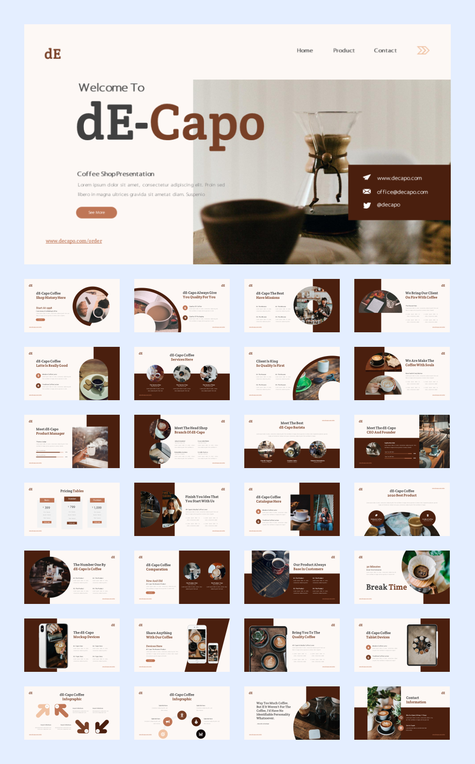 12套咖啡西点餐饮PPT模板