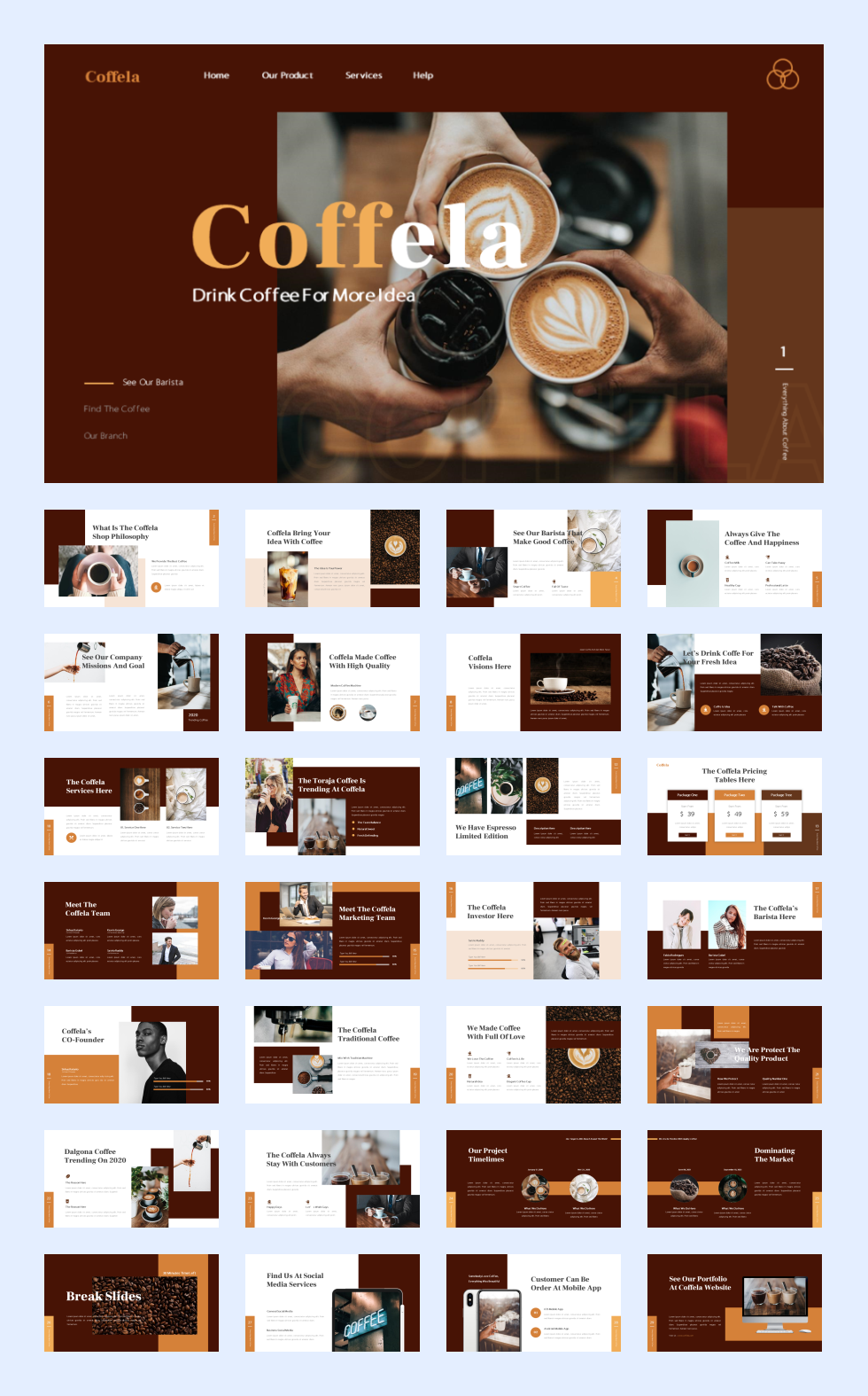 12套咖啡西点餐饮PPT模板