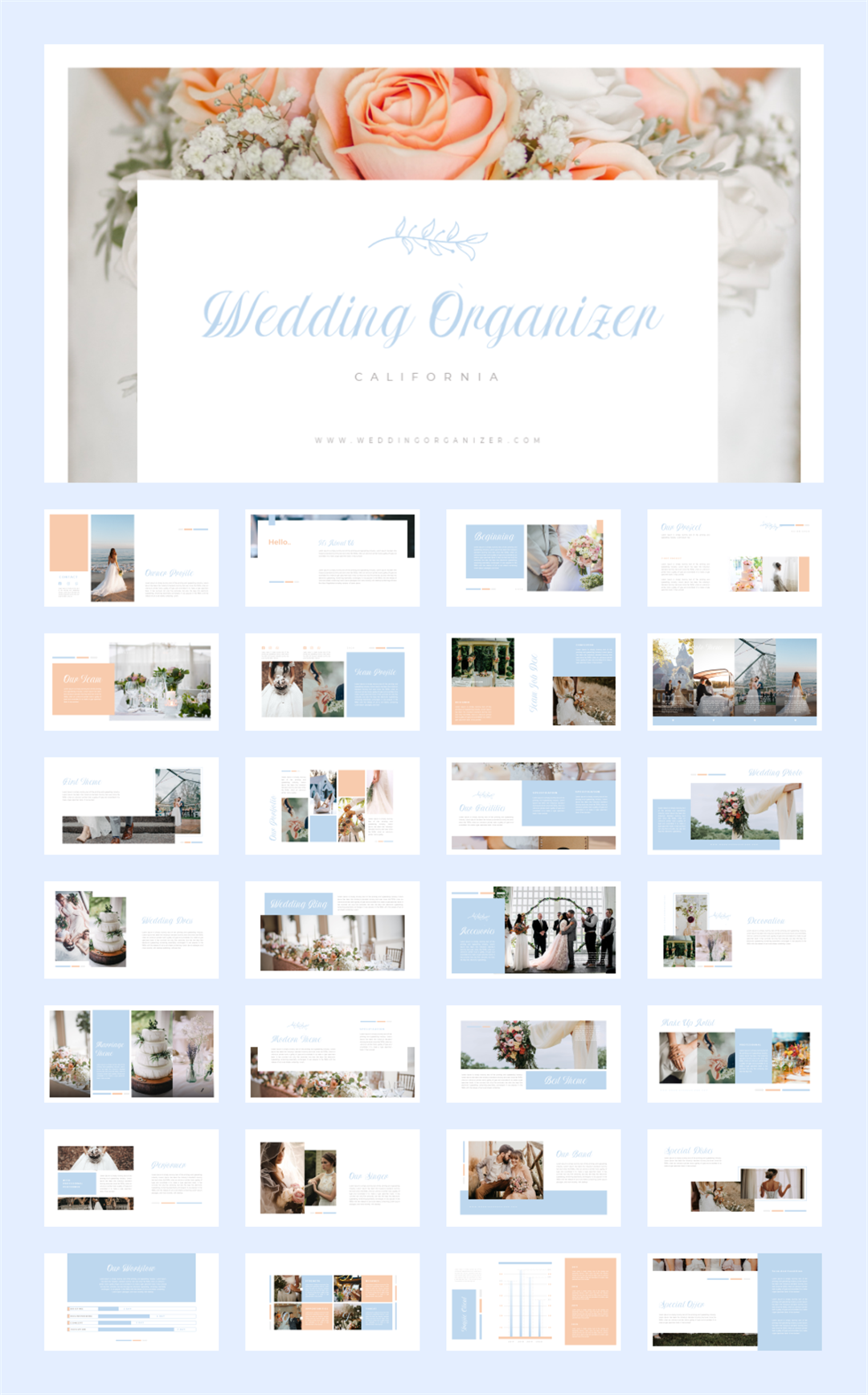 甜美爱情婚礼主题PPT模板