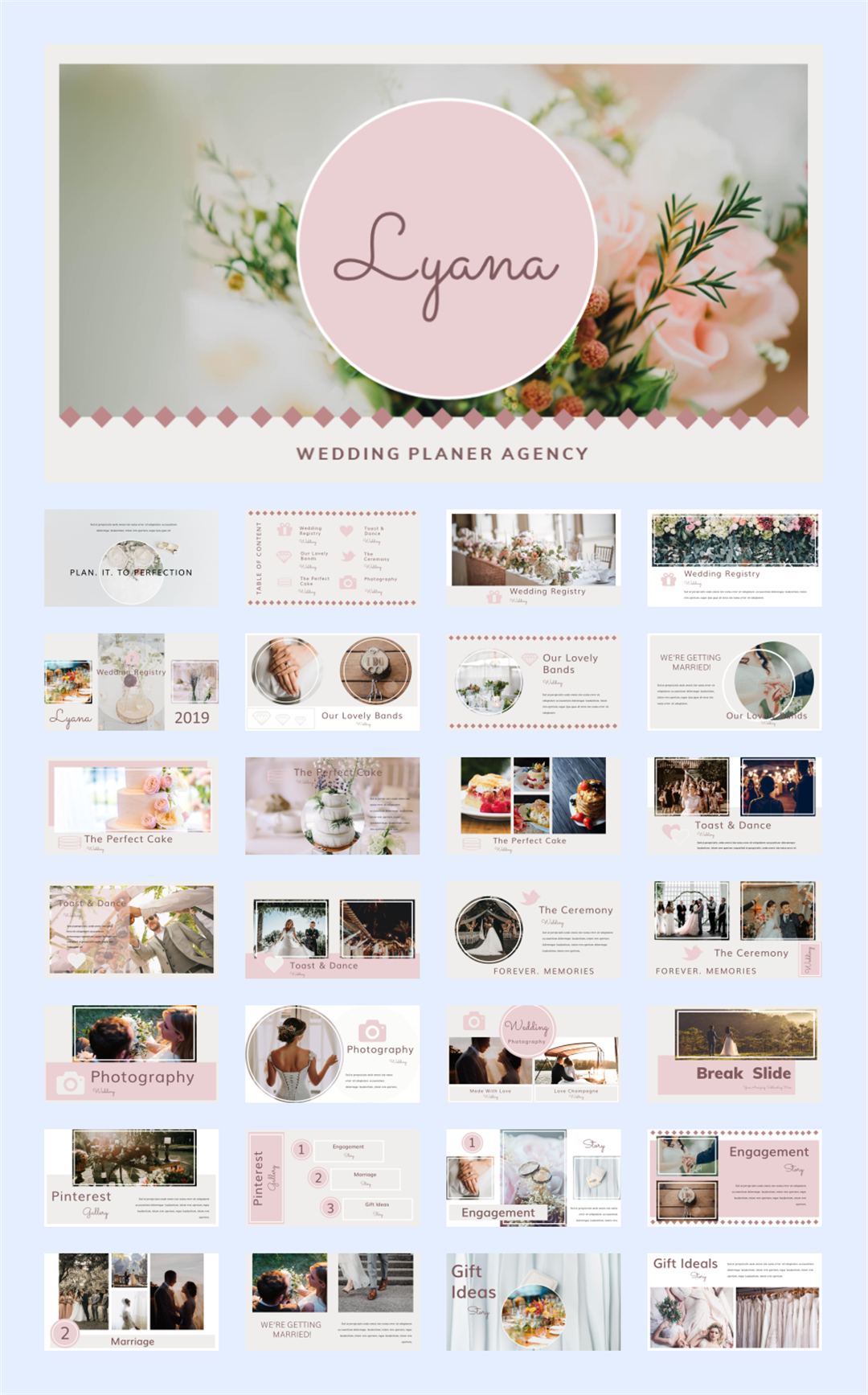 甜美爱情婚礼主题PPT模板