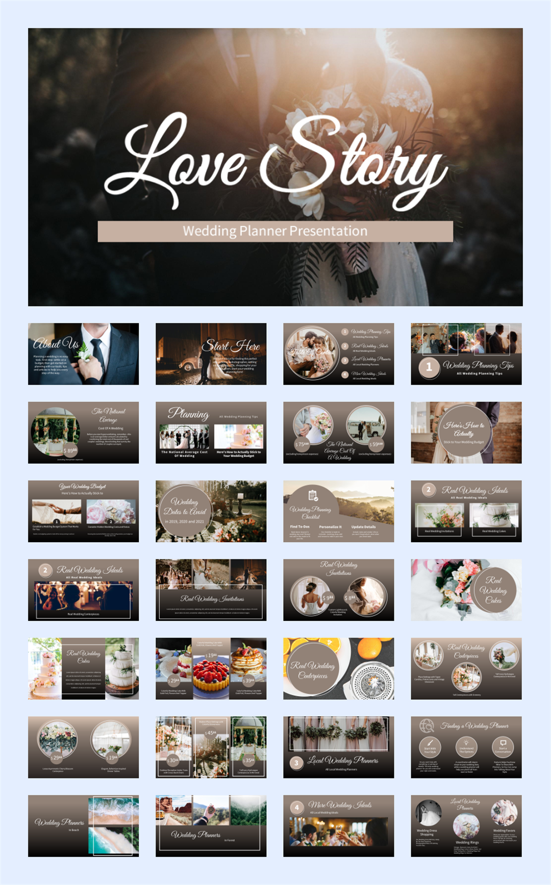 甜美爱情婚礼主题PPT模板