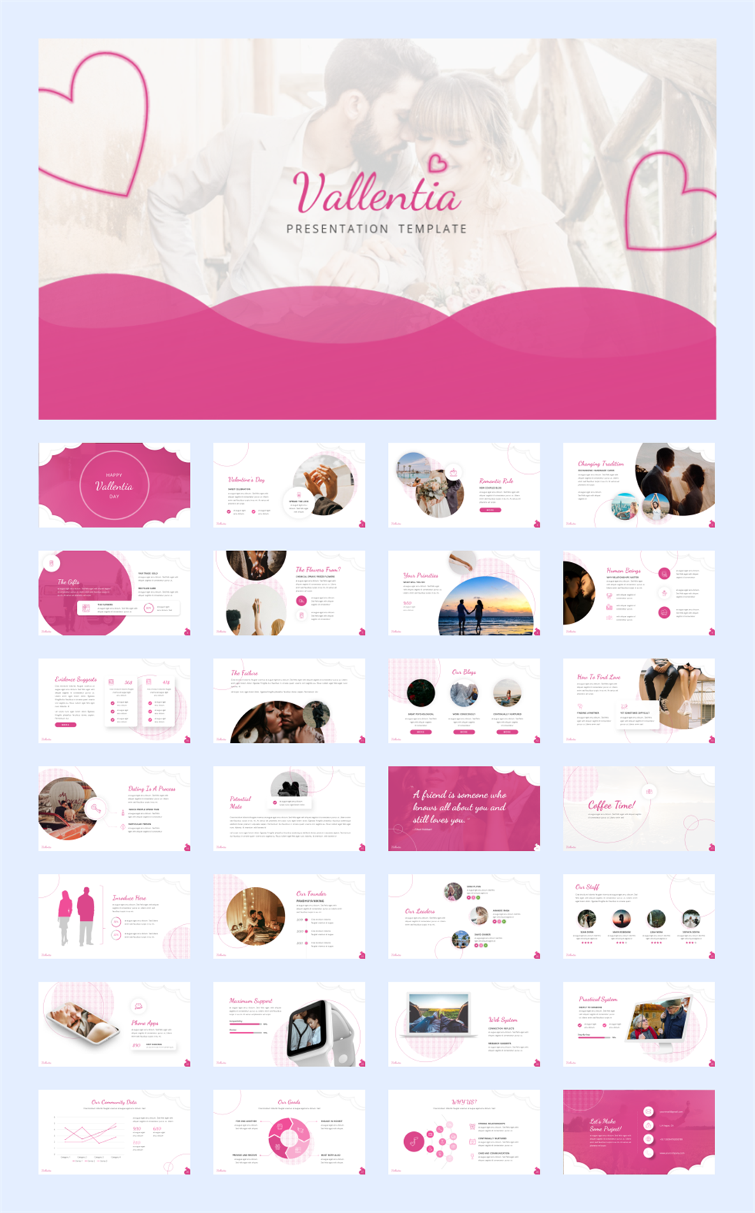 甜美爱情婚礼主题PPT模板