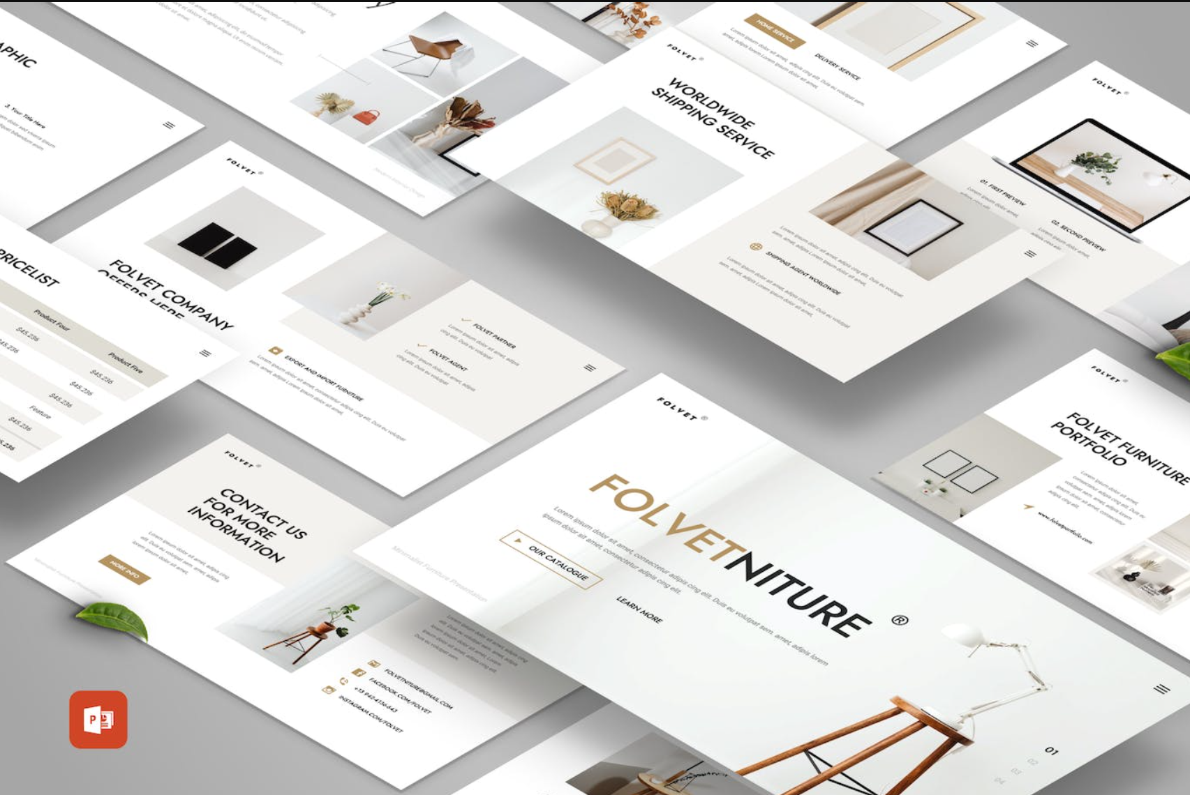 极简主义家具产品ppt模板 (PPTX)