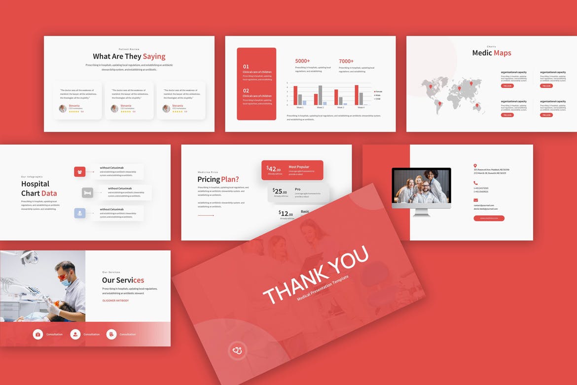 高端清新简约医疗卫生powerpoint幻灯片演示模板（pptx）