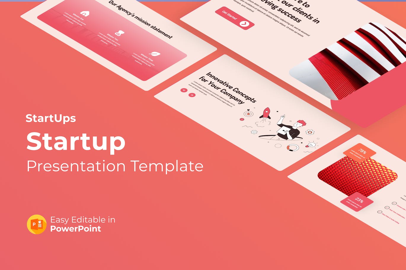 初创企业介绍PPT模版 (PPTX)