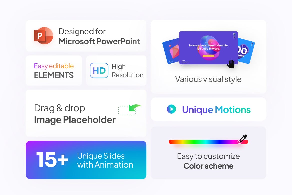3D PNG元素项目演示ppt模板 (PPTX)