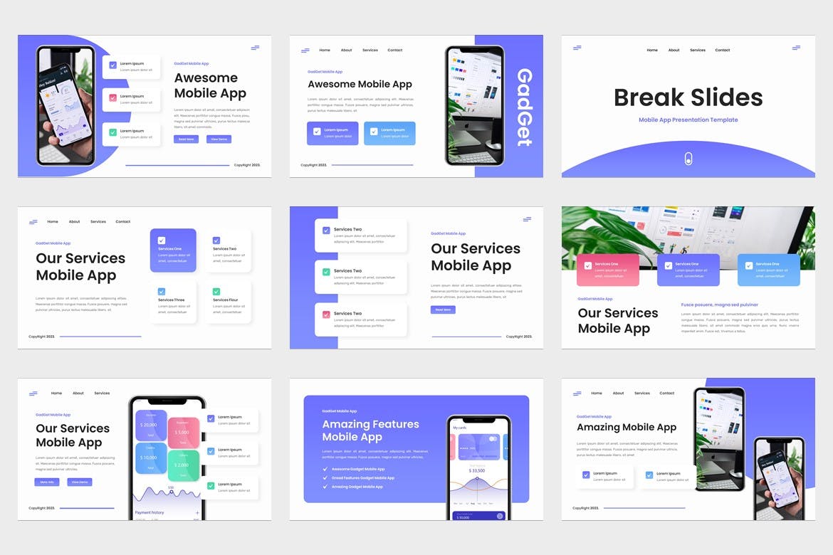 移动应用和 SAAS ppt模板 (PPT,PPTX)