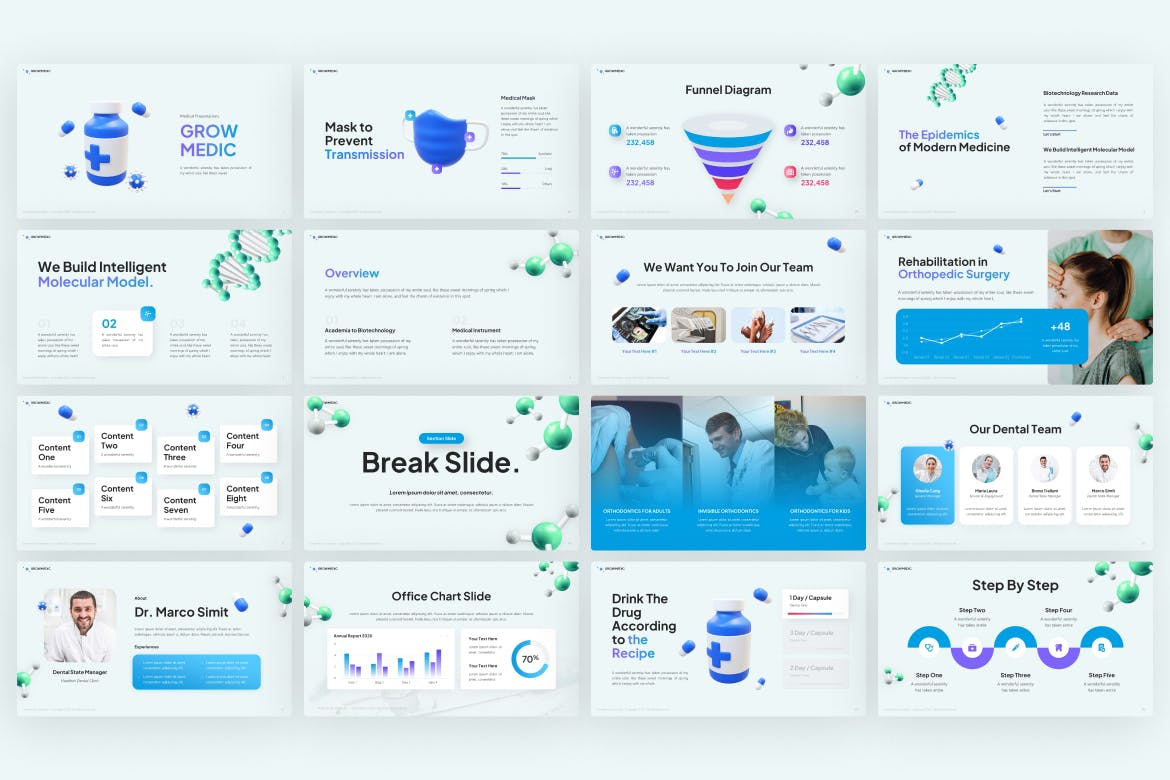 健康医疗数据ppt模板 (PPTX)