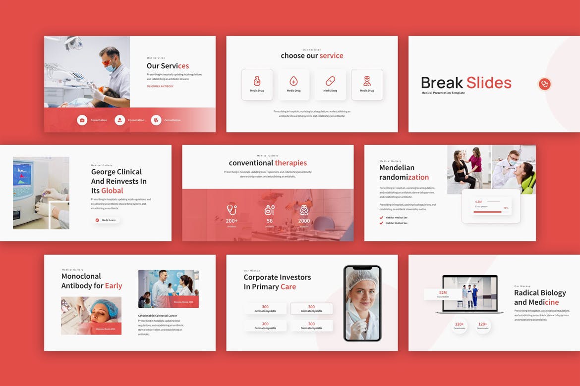 高端清新简约医疗卫生powerpoint幻灯片演示模板（pptx）