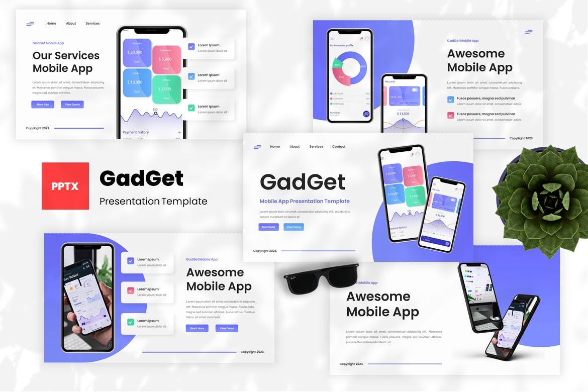 移动应用和 SAAS ppt模板 (PPT,PPTX)
