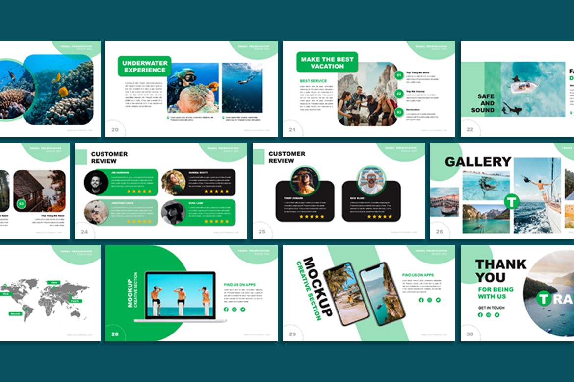 海滩旅行幻灯片ppt模板 (PPTX,PPT)