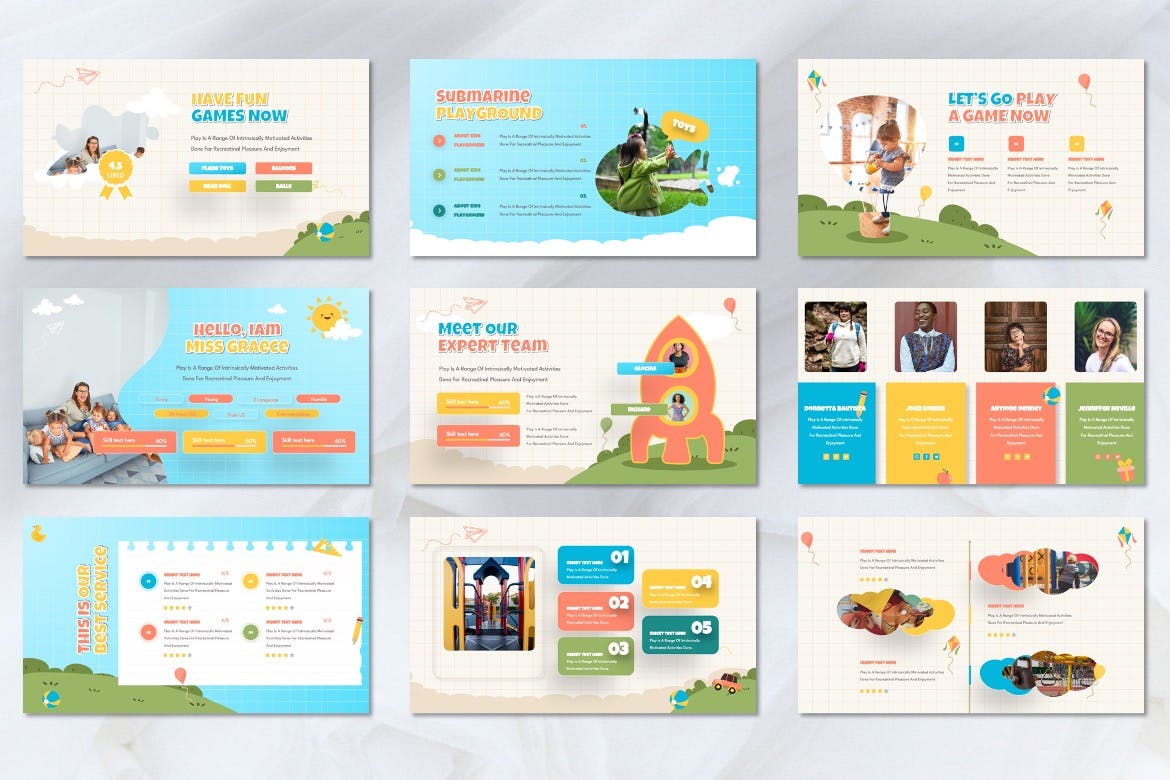 儿童游乐场介绍ppt模板 (PPTX)