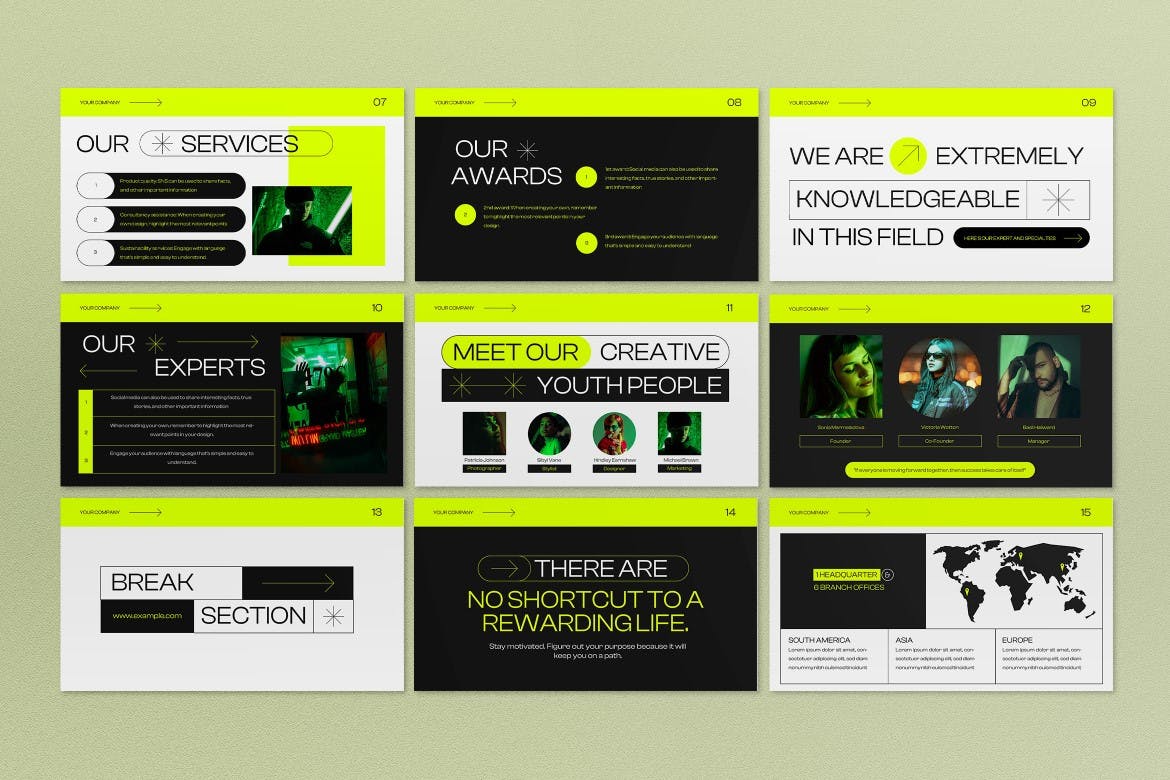 霓虹极简公司简介介绍ppt模板 (PPT)