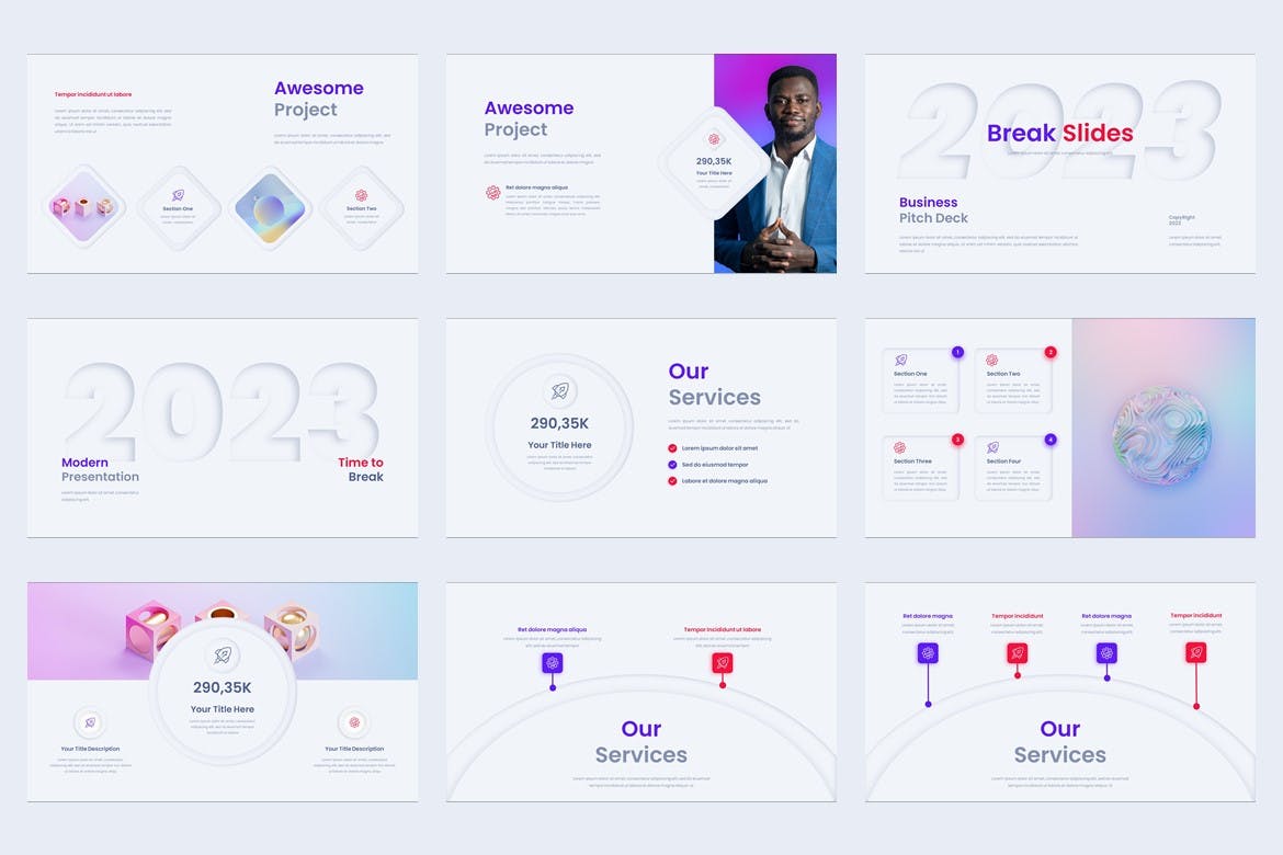 拟物化风格业务演示ppt模板 (PPT,PPTX)