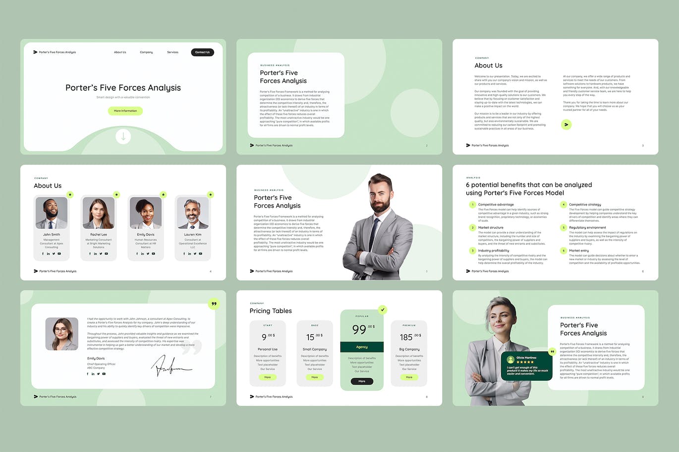 波特五力分析图表ppt模板 (PPTX,PDF)