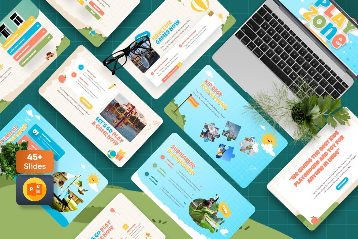 儿童游乐场介绍ppt模板 (PPTX)