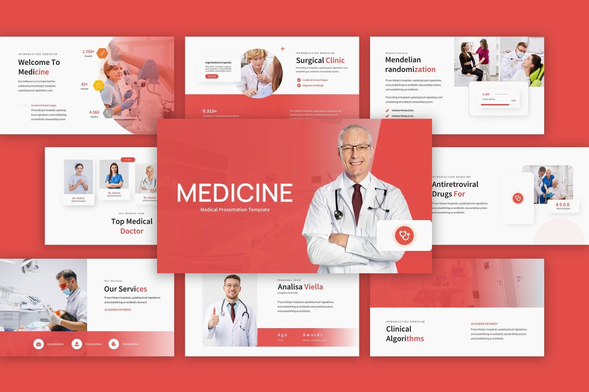 高端清新简约医疗卫生powerpoint幻灯片演示模板（pptx）